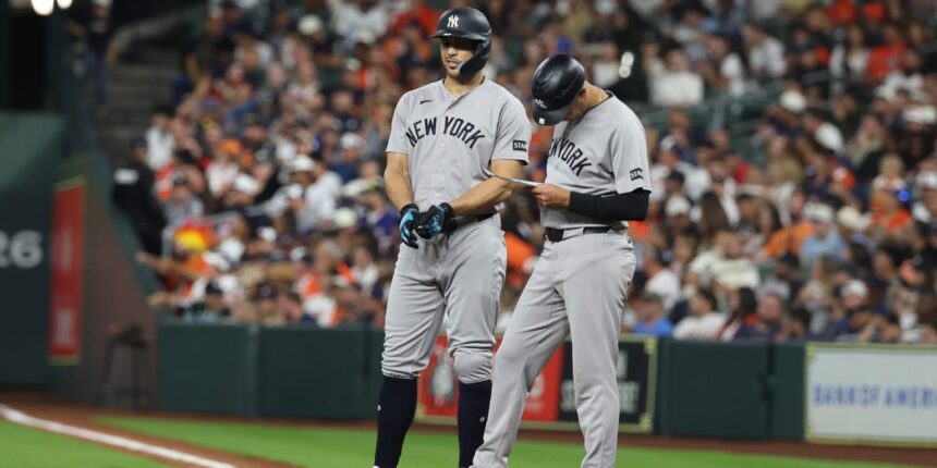 Stanton sale del juego Astros