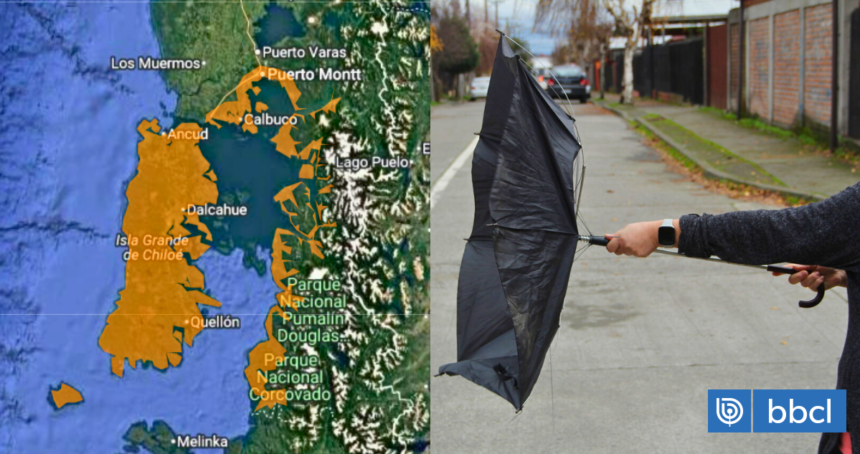 Viento fuerte en Los Lagos hasta 100 Km/h