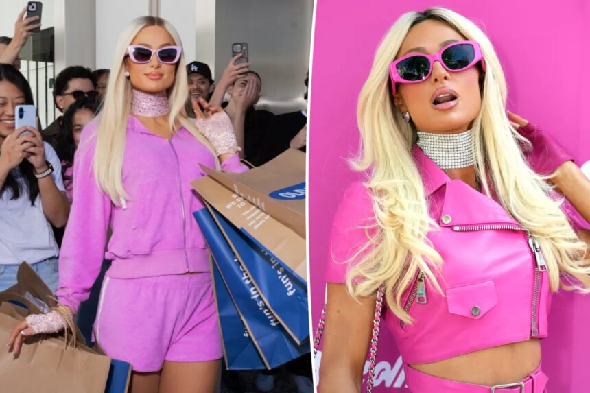 Paris Hilton estrena pelo oscuro en desfile Gucci