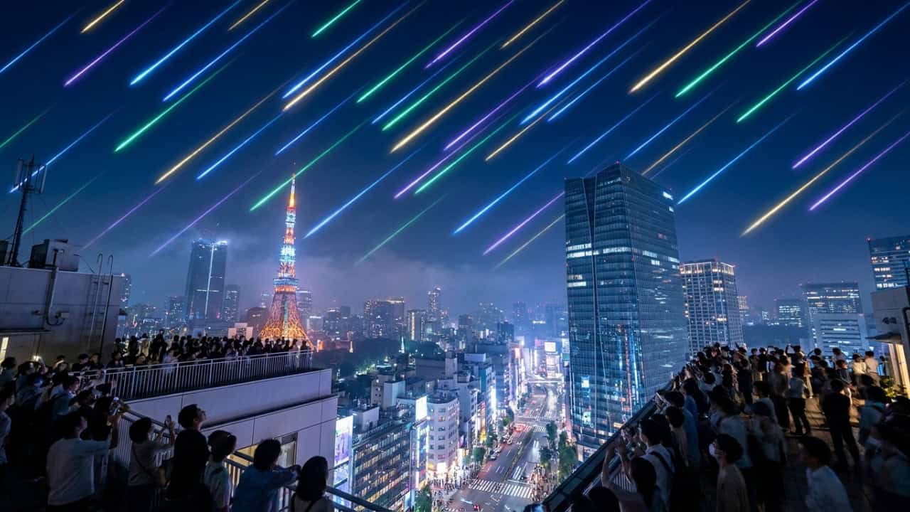 Crear lluvia de meteoros artificial de Japón