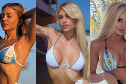 Famosas usan microbikinis albicelestes como amuleto de la Seleccion