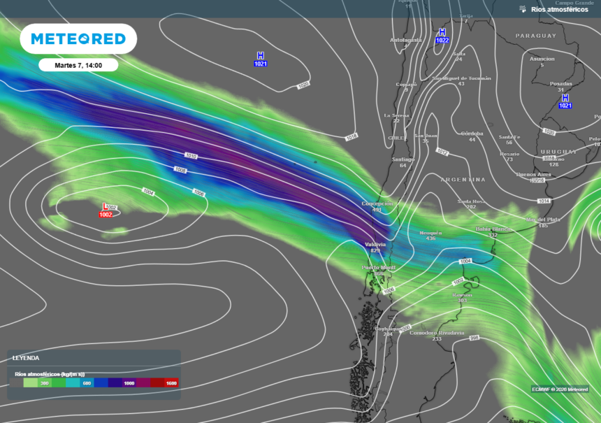 Precipitaciones por cinco días en Chile centro sur la próxima semana