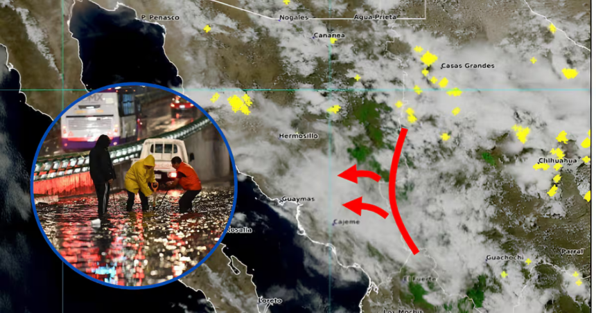 Preven lluvias intensas y crecidas de arroyos en Sonora este martes