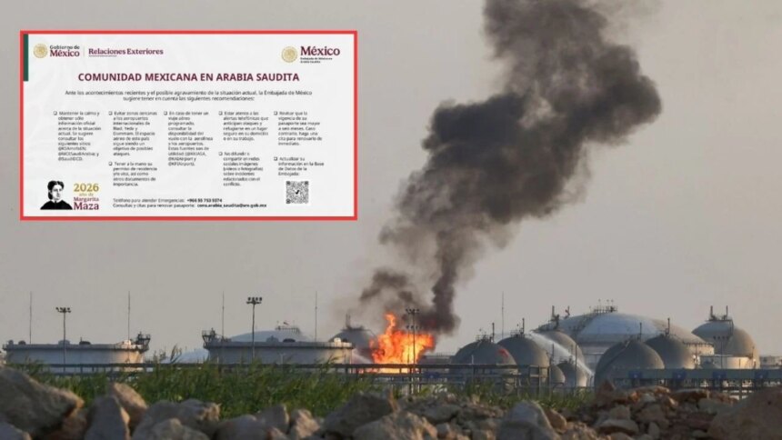 Alerta Embajada México en Riad: ataque a aeropuerto deja 12 muertos.
